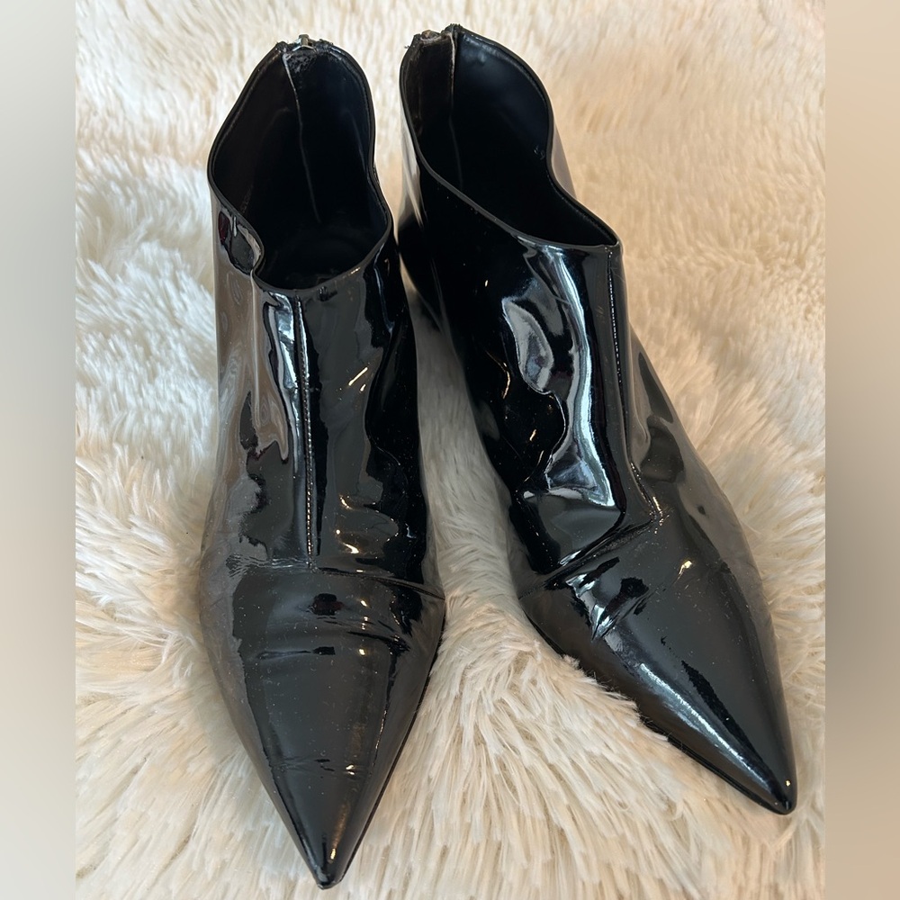 Black Patent Leather Ankle Boots Size 8 - Picture 1 of 9